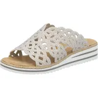Rieker Pantolette Sommerschuh, Strandschuh, Hausschuh, Keilabsatz, mit Strass-Steinchen