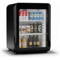 Klarstein Audrey Evo Getränkekühlschrank | Retro-Design | Glastür | 65 L | EEK C Schwarz