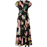 Apricot Maxikleid "Geblümtes Kleid" mit bestickter Bordüre und Blumenmuster