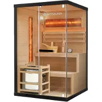 Artsauna Traditionelle Sauna Vantaa 120 - schwarz, Salzsteine, Hemlock Holz, 3,5 kW Saunaofen, Indoor Sauna 2 Personen, Komplett-Set