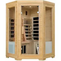 Artsauna Eck-Infrarotkabine Aalborg - Infrarotsauna für bis zu 2 Personen mit Dual-Technologie, LED-Farblicht & Liege - Wärmekabine 120x120 cm
