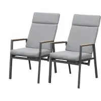 BellaVista Newport Garten-Stapelstühle 2er Set Aluminium verstellbar Teak
