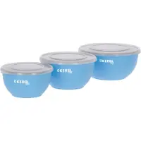Kerbl Pet Edelstahlnapf-Set mit Deckel, blau - 550 ml / 900 ml / 1200 ml
