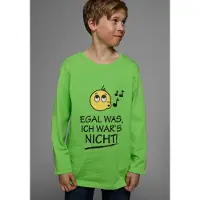 Kidsworld Langarmshirt "EGAL WAS, ICH WARS NICHT" Langarm, Basic-Passform, peppiger Aufdruck, Rundhalsausschnitt
