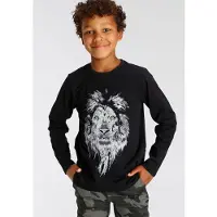 Kidsworld Langarmshirt "WHITE LION" Langarm, Basic-Passform, mit modischem Druck, Rundhalsausschnitt