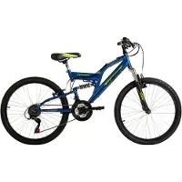 Wyld Gear Kinderfahrrad "Kinder-Mountainbike Fully 24 Zodiac blau 18 Gänge RH 38 cm" 18 Gang Kettenschaltung