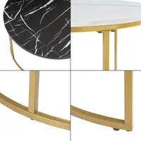 En.casa Couchtisch ’Christchurch’ 2er Set Satztisch Metallgestell Marmoroptik, Schwarz/Weiß/Gold