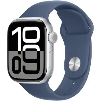 Apple Watch Series 10 Aluminium 42 mm (2024) | GPS | silber | Sportarmband S/M | Denim