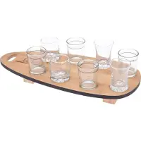 Excellent houseware Servier-Set für Snack, 8 Gläser + Bambustablett