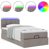 vidaXL Ottomane Bett mit Matratze & LEDs Taupe 90x200 cm Stoff
