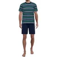 Götzburg Shorty "Bray" 2 tlg. Kurzarm, Rundhalsausschnitt, kurze Hose, Baumwollmix, Streifendesign