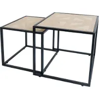 Mendler 2er-Set Beistelltisch MCW-N88, Kaffeetisch Wohnzimmertisch Loungetisch, Geflecht Rattan-Optik