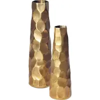 FineBuy Vase 2er Set Blumenvase Aluminium Tischvase Hammerschlag Dekovase Modern