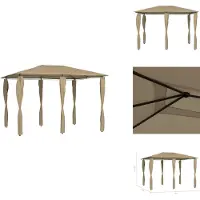 vidaXL Pavillon mit Pfostenabdeckungen 3x4x2,6 m Taupe 160 g/m² - Pavillons & Partyzelte