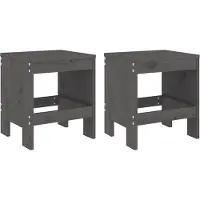 The Living Store Gartenhocker 2 Stk. Grau 40x36x45 cm Massivholz Kiefer