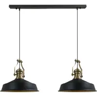 Bamyum Asletl Pendelleuchte Esstisch Gelb 2 Flammig Metall 41cm, Hängelampe Esstisch Wohnzimmer, Hängelampe Industrial Vintage, Küchenlampe Vintage - Schwarz