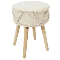 WDMT Runder Hocker mit Boho-Design - ø 30 x 41 cm - Beige