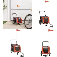 vidaXL Fahrradanhänger Hunde Orange und Schwarz Oxford-Gewebe & Eisen