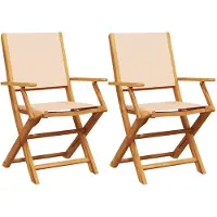 vidaXL Gartenstühle 2 Stk. Beige Massivholz Akazie & Stoff