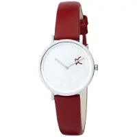 Pierre Cardin Damen Armband-Uhr mit Marken-Kürzel im Ziffernblatt analoge Quarz-Uhr mit Leder-Armband 3ATM 31mm CBV.1517 Rot/Silber