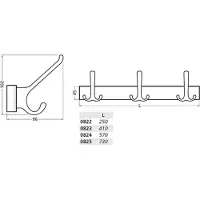 Hermeta Huthakenleiste 0822-0822 2 Haken Ausladung 96 mm Leichtmetall silberfarbig eloxiert Höhe 102 mm