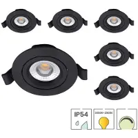 Lybardo 3er-Set LED-Downlights | Einbau | 5 Watt dimmbar | Schwenkbar | Dimmen bis warm | IP54 | Schwarz