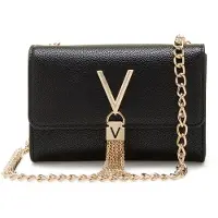 Valentino Elegante Schwarze Damenhandtasche mit Kettenriemen und Logo-Detail