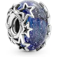 Pandora 790015C00 Silber Charm Murano Galaxienblau und Sterne