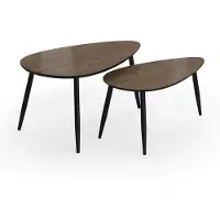 Vicco Couchtisch-Set Veyo Walnuss/Schwarz 98 x 60 cm Set, 2 Teile, Model 50124