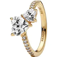 Pandora 161198C01 Damenring Doppeltes Funkelndes Herz Goldfarben