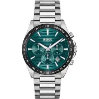 HUGO BOSS Herrenuhr Strike 1514241, Silbergrün / Grün