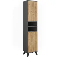 Vicco Badschrank Leano Anthrazit/Bergeiche 38 x 180 cm mit 2 Türen, Model 52121