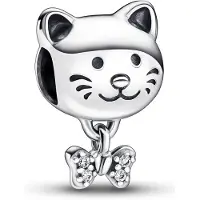 Pandora 792255C01 Silber Charm Haustier Katze mit Schleife
