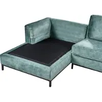 Beliani 4-Sitzer Ecksofa Rechts Blaugrün Samt mit Kissen Schwarze Metallbeine Edelstahlfüße L-Förmig Modern für Wohnzimmer