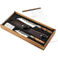 Forged Messerset VG10 Bunka Mit Lederhüllen