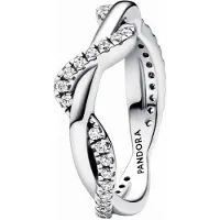 Pandora 193098C01 Damenring Funkelnde Verschlungene Welle