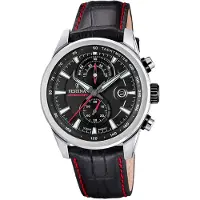 Festina Herrenuhr Timeless Chronograph Armbanduhr Leder schwarz rot UF20695/6