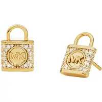Michael Kors Ohrringe - 14K Gold-Plated Sterling Silver Pavé Lock Stud Ear - Gr. unisize - in Gold - für Damen