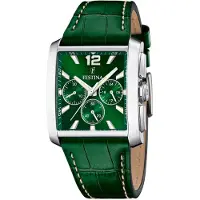 Festina F20636/3 Chronograph Uhr Herrenuhr Lederarmband Chrono Datum grün