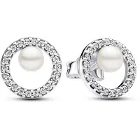 Pandora 293154C01 Ohrstecker Süßwasser-Zuchtperle und Pavé Heiligenschein