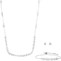 Swarovski Mesmera Silberfarbene Kette und Armband und Ohrringe Geschenkset 5665877