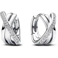 Pandora 293150C01 Damen-Creolen Ohrringe Überkreuztes Pavé Silber