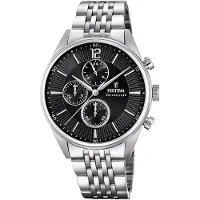 Festina Chronograph "Timeless Chronograph", silber (silberfarben, schwarz, schwarz), Armbanduhren, Herren, silberfarben, Chronograph, Armbanduhr, Quarzuhr, Herrenuhr, Stoppfunktion, Edelstahlarmband
