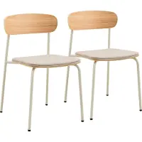 Oviala Set mit 2 stapelbaren beigen Holzstühlen - Lexy