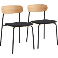 Oviala Set mit 2 stapelbaren schwarzen Holzstühlen - Lexy