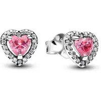 Pandora 298427C02 Damen-Ohrringe Erhabenes Herz Pink