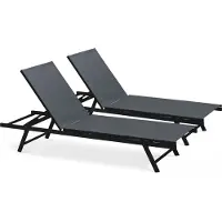 Oviala Business Set aus 2 Sonnenliegen aus grauem Stahl