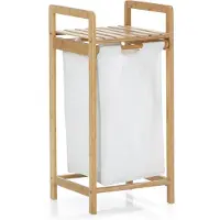 Lumaland Wäschekorb Bambus - 33 x 33 x 73 cm - weiß