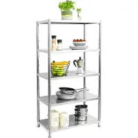 Shelfr Edelstahl Schwerlastregal bis 200 kg auf 5 Ebenen 74 x 41 x 140 cm