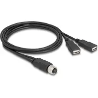 DeLOCK M12 Kabel A-kodiert 8 Pin Buchse zu 2 x USB 2.0 Typ-A Buchse 1 m schwarz